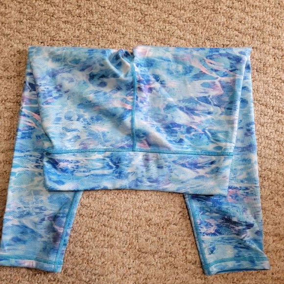 Lululemon Athletica by Iviva Size L /12 Blue Reversible Marble Leggings - Picture 2 of 4